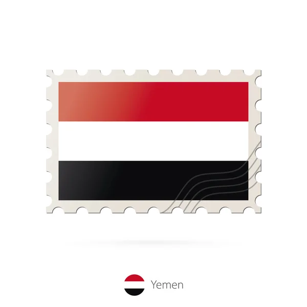 Sello postal con la imagen de la bandera de Yemen . — Vector de stock
