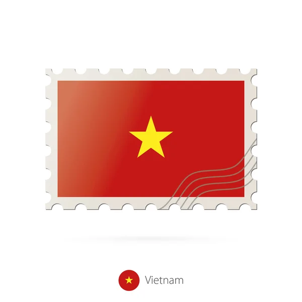 Frimärke med bilden av Vietnam flagga. — Stock vektor