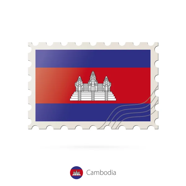 Selo de correio com a imagem da bandeira do Camboja . — Vetor de Stock