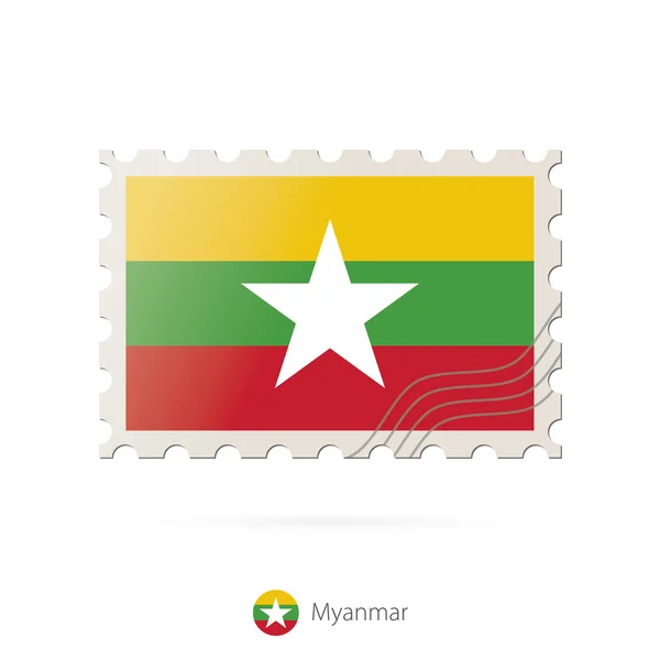 Poštovní známka s obrazem vlajky Myanmar. — Stockový vektor
