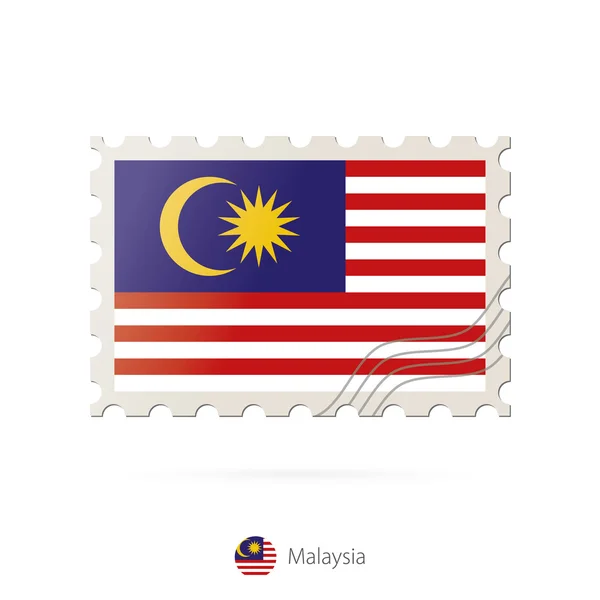 Sello postal con la imagen de la bandera de Malasia . — Archivo Imágenes Vectoriales