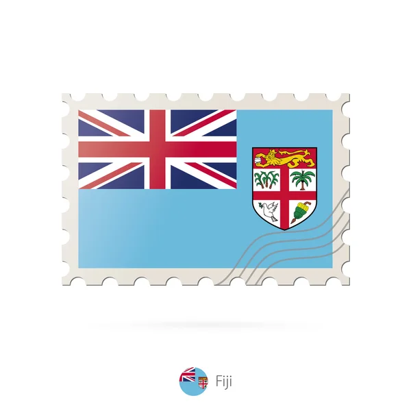 Sello postal con la imagen de la bandera de Fiyi . — Archivo Imágenes Vectoriales