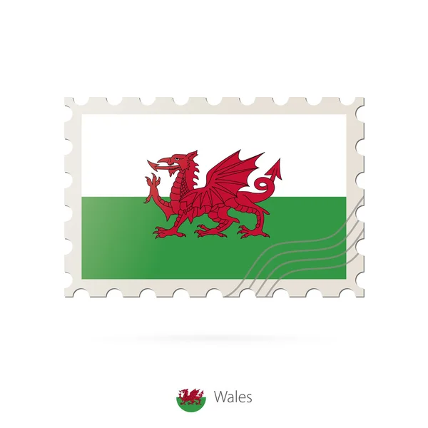 Postzegel met het beeld van de vlag van Wales. — Stockvector