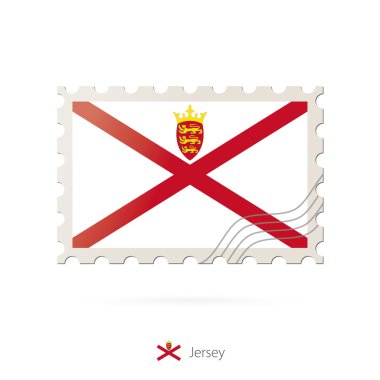 Jersey bayrağı resmi ile posta pulu.