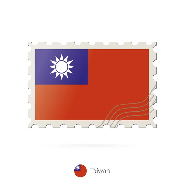 Timbre-poste avec l'image du drapeau de Taïwan . — Image vectorielle