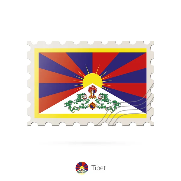 Briefmarke mit dem Bild der tibetischen Flagge. — Stockvektor