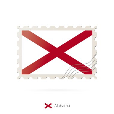 Alabama devlet bayrağı resmi ile posta pulu.