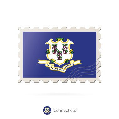 Postage stamp with the image of Connecticut state flag.