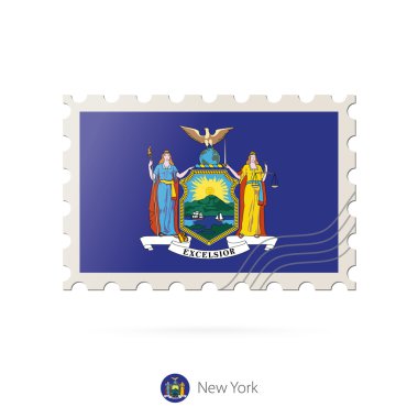 New York eyalet bayrağı resmi ile posta pulu.