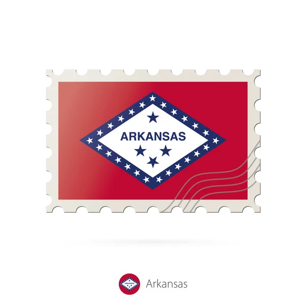 Postai bélyegző a kép Arkansas állami zászló. — Stock Vector