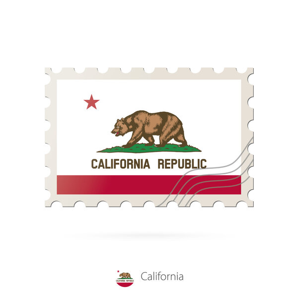 Почтовая марка с изображением флага штата Калифорния
.