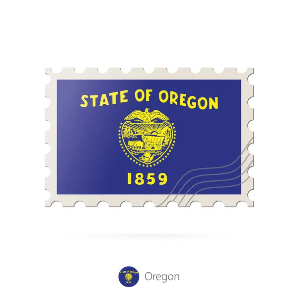 Sello postal con la imagen de la bandera del estado de Oregon . — Vector de stock