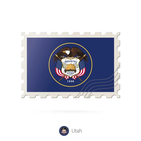 Sello postal con la imagen de la bandera del estado de Utah . — Vector de stock