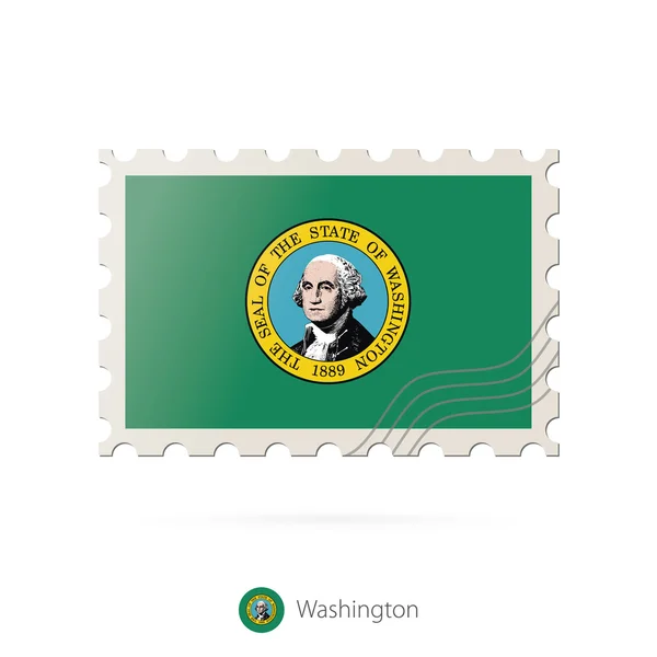 Briefmarke mit dem Bild der Washingtoner Staatsflagge. — Stockvektor