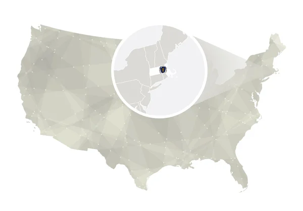 マサチューセッツ州拡大の多角形の抽象的なアメリカの地図. — ストックベクタ