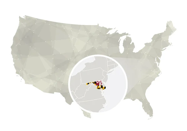 Полігональних анотація США карта з збільшеної штату Меріленд. — стоковий вектор