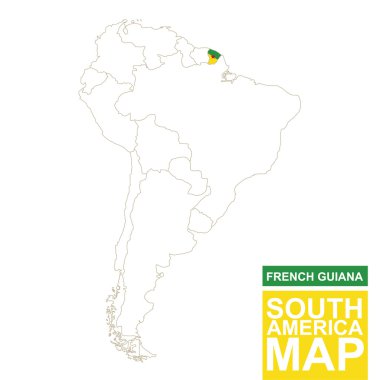 Güney Amerika Kontürlü Haritası ile vurgulanan Fransız Guyanası.