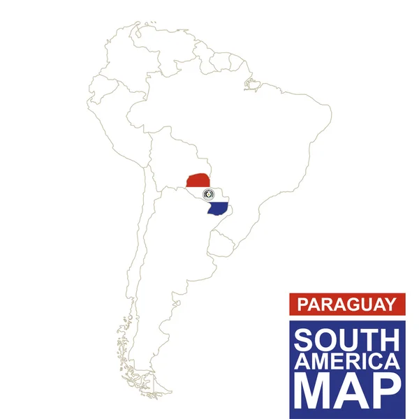 South America contoured map with highlighted Paraguay. — Stock Vector