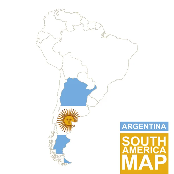 Mapa contorneado de Sudamérica con Argentina resaltada . — Archivo Imágenes Vectoriales