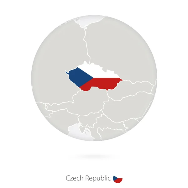 Mapa de República Checa y bandera nacional en círculo . — Vector de stock