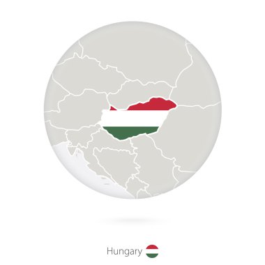 Macaristan ve bir daire içinde ulusal bayrak Haritası.