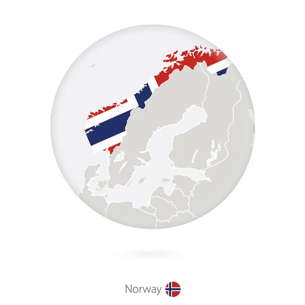 ノルウェーの国旗円の地図. — ストックベクタ