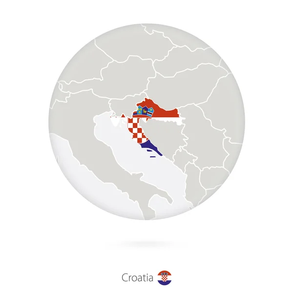 Mapa Chorvatska a státní vlajka v kruhu. — Stockový vektor