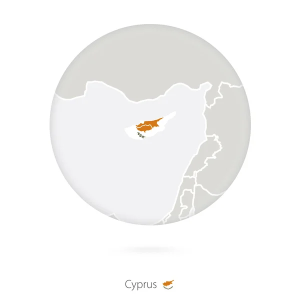 Χάρτης της Κύπρου και εθνική σημαία σε κύκλο. — Διανυσματικό Αρχείο