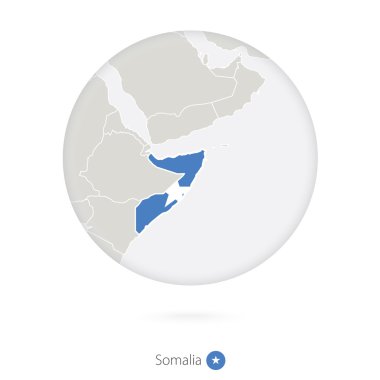 Somali Haritası ve bir daire içinde ulusal bayrak.