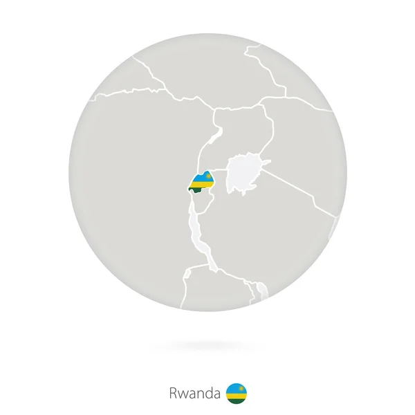 Ruanda Haritası ve bir daire içinde ulusal bayrak. — Stok Vektör