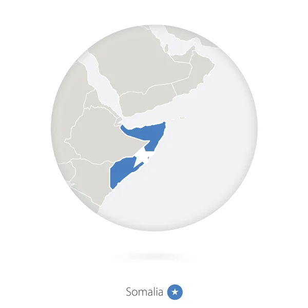 Karte Somalias und Nationalflagge im Kreis. — Stockvektor