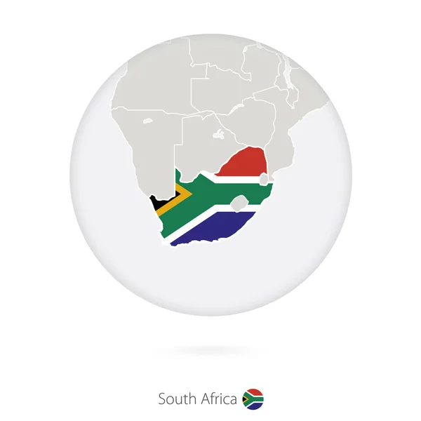 Carte de l'Afrique du Sud et drapeau national en cercle . — Image vectorielle