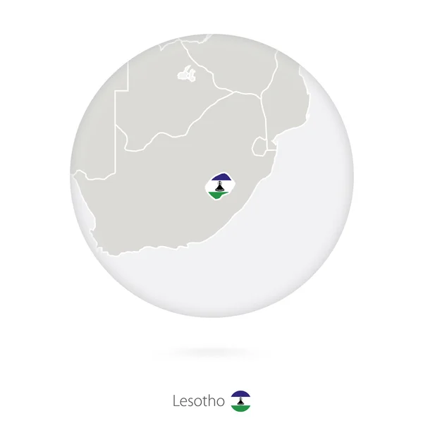 Karte von Lesotho und Nationalflagge im Kreis. — Stockvektor