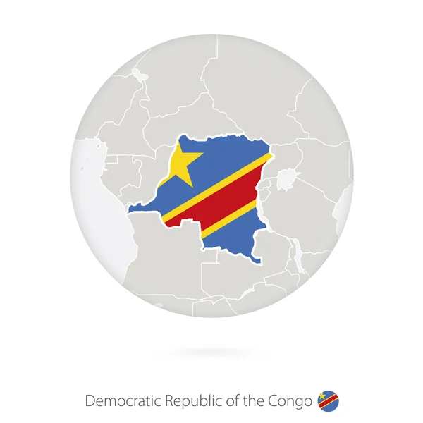 Mapa da República Democrática do Congo e bandeira nacional em c —  Vetores de Stock