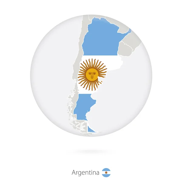 Mapa de Argentina y bandera nacional en círculo . — Archivo Imágenes Vectoriales