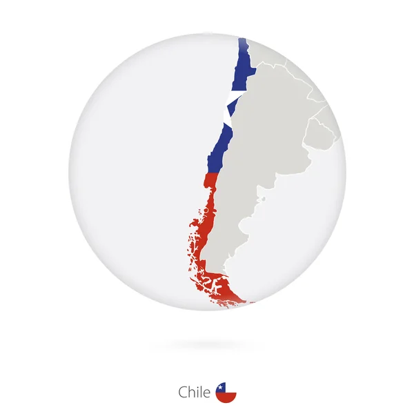 Mapa do Chile e bandeira nacional em círculo . —  Vetores de Stock
