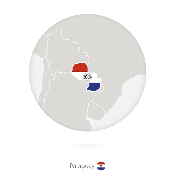 Landkarte von Paraguay und Nationalflagge im Kreis. — Stockvektor