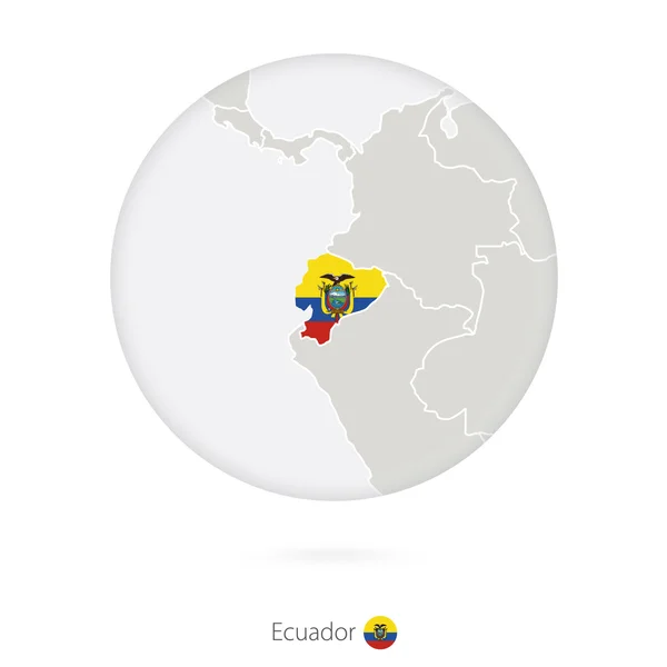 Kaart van Ecuador en nationale vlag in een cirkel. — Stockvector