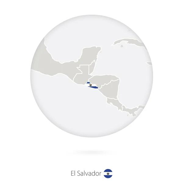 Mapa de El Salvador e bandeira nacional em um círculo . —  Vetores de Stock