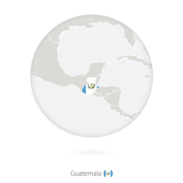 Kaart van Guatemala en nationale vlag in een cirkel. — Stockvector