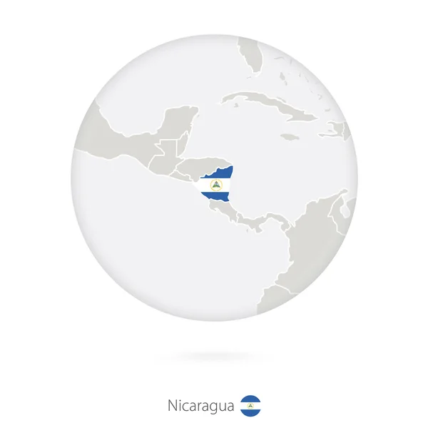 Mapa da Nicarágua e bandeira nacional em um círculo . —  Vetores de Stock