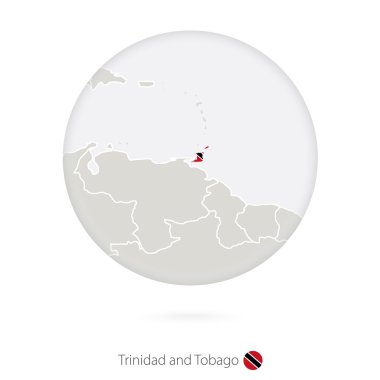 Trinidad ve Tobago ve bir daire içinde ulusal bayrak Haritası.