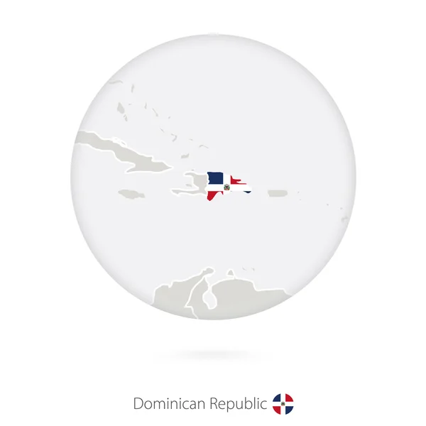 Mapa de República Dominicana y bandera nacional en círculo . — Archivo Imágenes Vectoriales