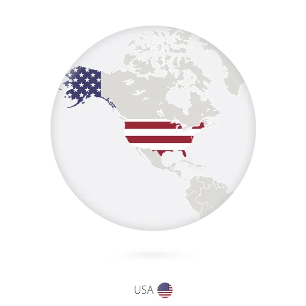 ABD ve ulusal bayrak bir daire içinde Haritası. — Stok Vektör