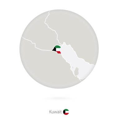 Kuveyt ve bir daire içinde ulusal bayrak Haritası.
