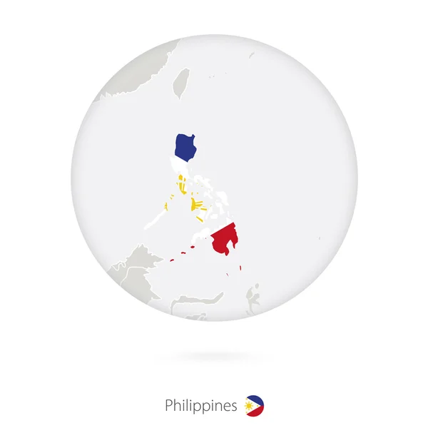 Carte des Philippines et drapeau national en cercle . — Image vectorielle