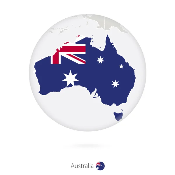Mapa da Austrália e bandeira nacional em um círculo . — Vetor de Stock