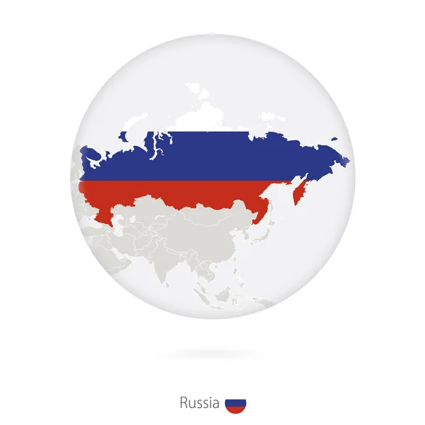 Mapa da Rússia e bandeira nacional em um círculo . —  Vetores de Stock