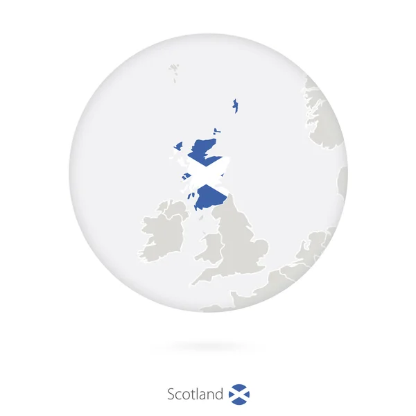 Carte de l'Écosse et drapeau national en cercle . — Image vectorielle