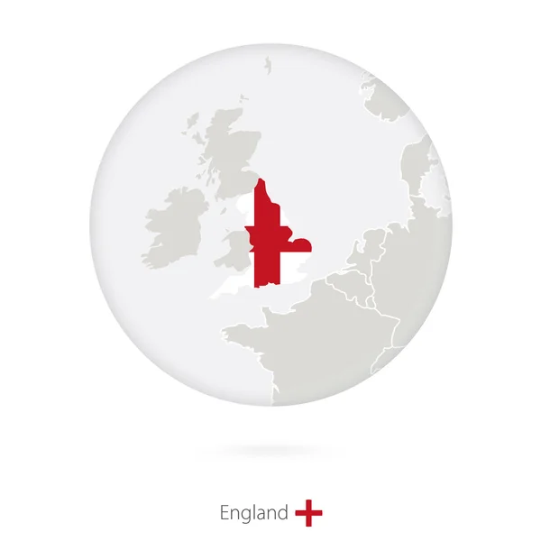 Mapa de Inglaterra y bandera nacional en círculo . — Vector de stock